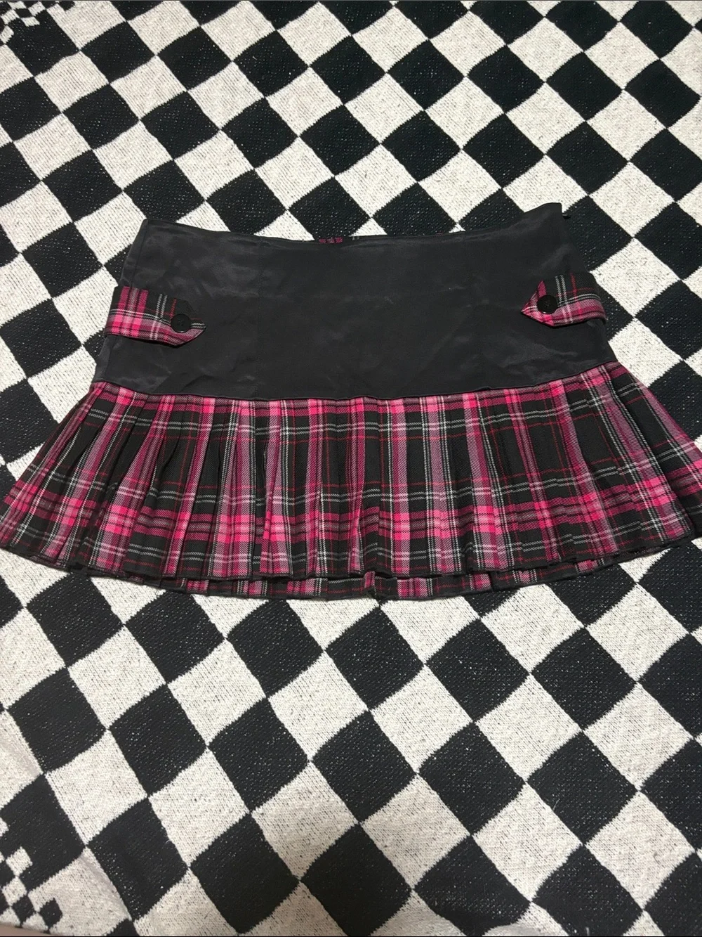 Vintage Candie's Plaid Pleated Micro Mini Skirt